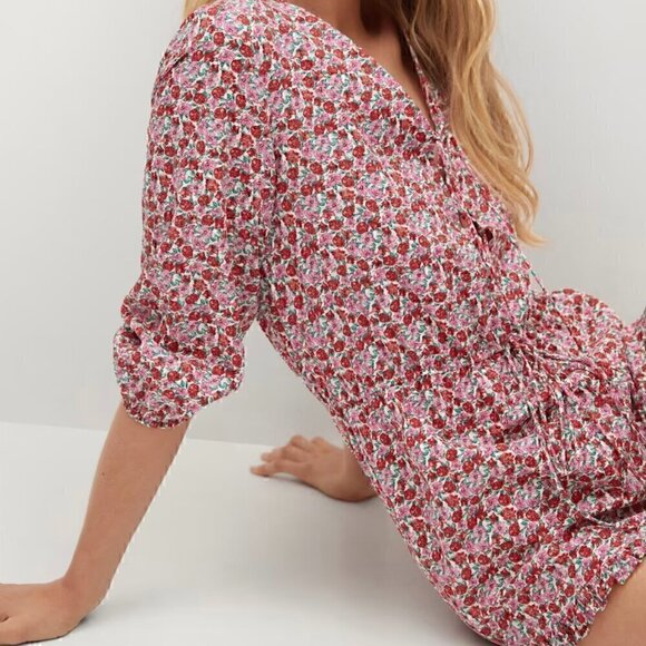 EUC - MNG Mango 'Simone' Floral Romper in Fuchsia - Size XL - Picture 2 of 13